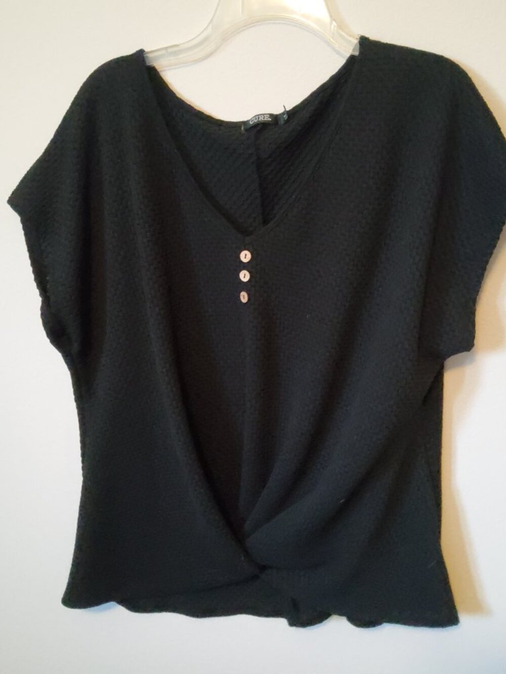 Black summer top with Wood Buttons Size 2XL